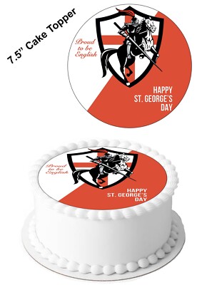 Cake Topper Essbar Glasur Blatt Happy St George's Day 7-8'' Kreis Dekoration