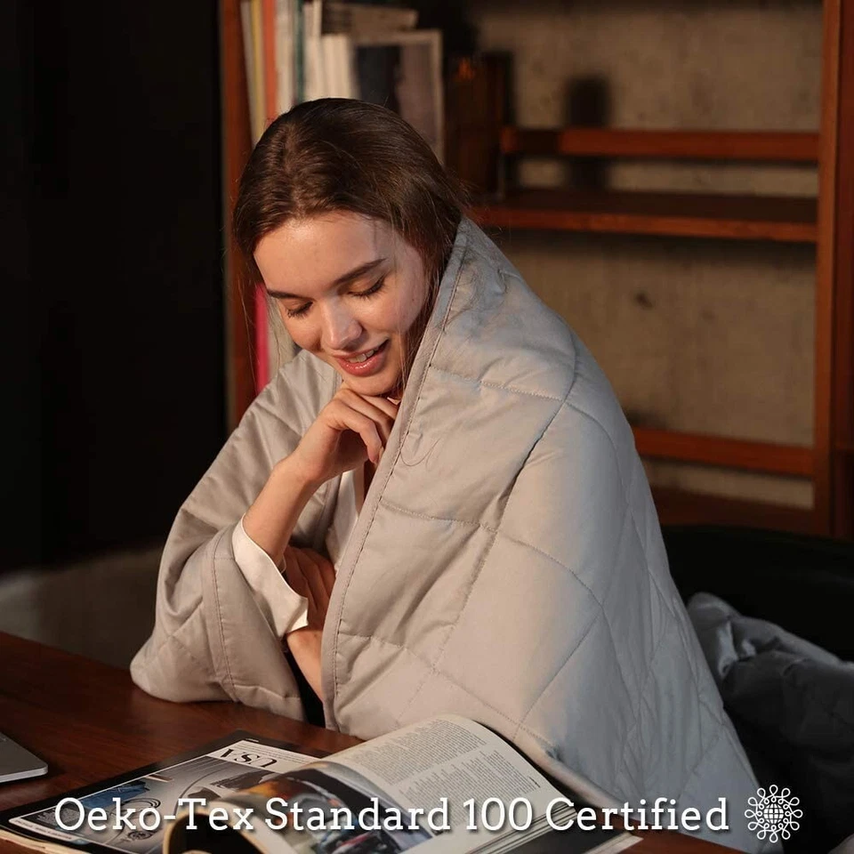 Soft Warm Fabric Weighted Blanket 48 x 72 inches 12lbs Reduce Stress Anxiety - Image 2 of 4