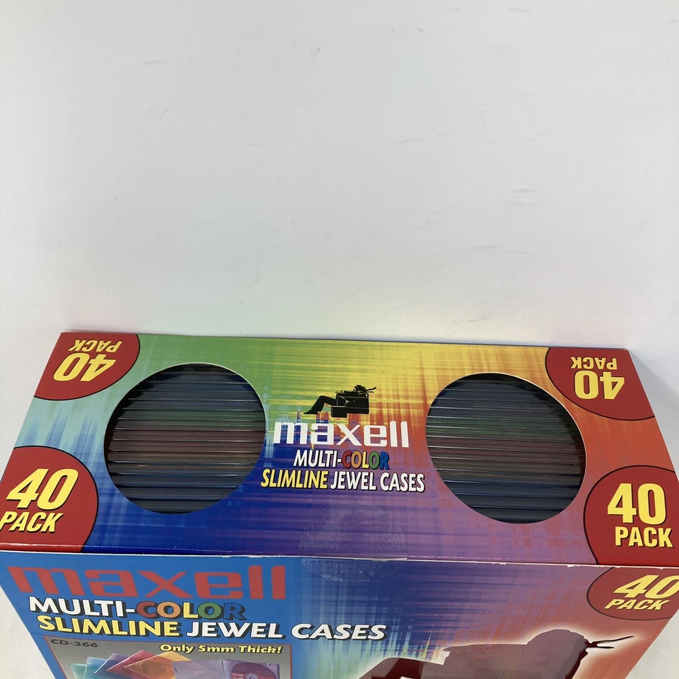 NEW Maxell Multi Color Slimline Jewel Cases 5mm For CD & DVD 40 Pack NOS - Image 3 of 4