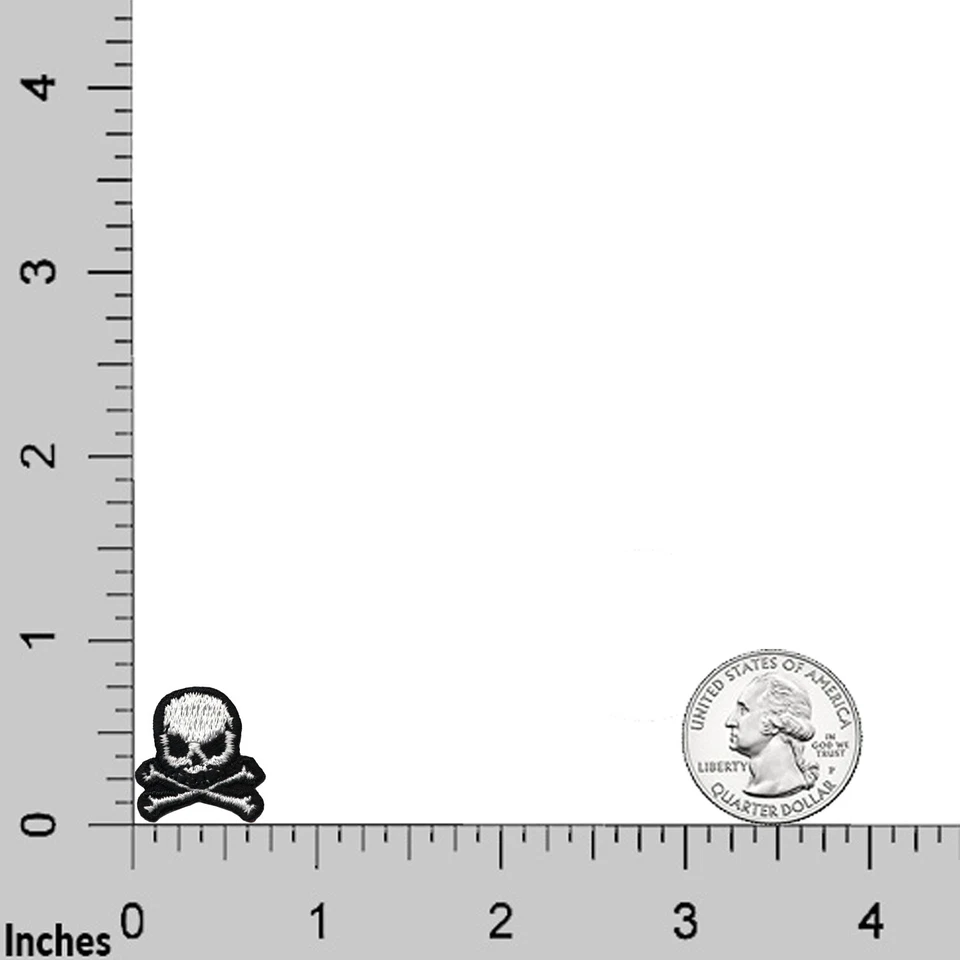 Extra Small Skull (10 Pack) Halloween Embroidered Iron On Patch - White - Image 4 of 4