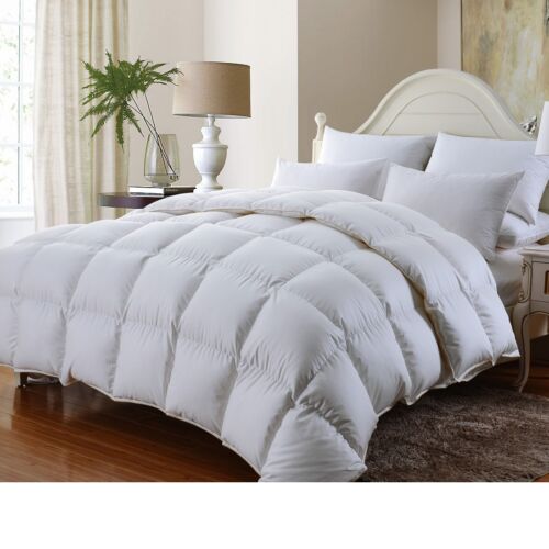 LUXURIOUS 1200TC BAFFLE BOX Siberian GOOSE DOWN Comforter TWIN FULL QUEEN KING - Picture 1 of 4