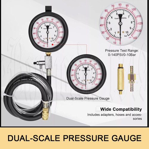Universal Fuel Injection Gauge Pressure Tester Test Kit Car System Pump Tool Set - Picture 3 of 12