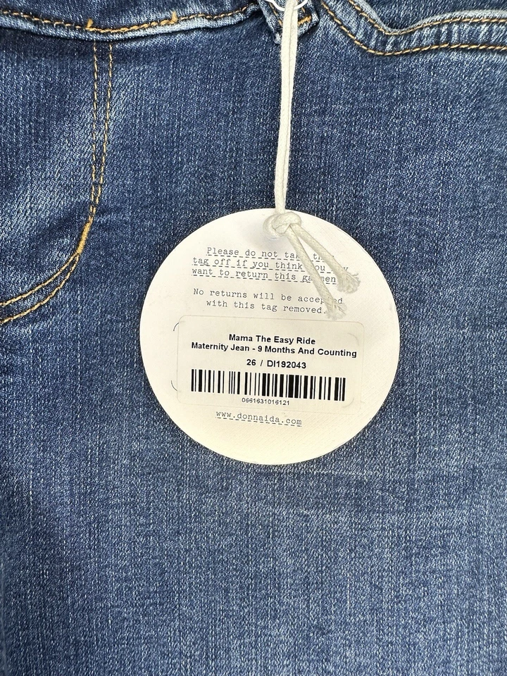 Donna Ida Maternity Blue Distressed Luxury Denim Cropped Jeans Uk Size 6/8 - Image 4 of 4