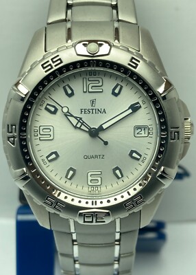 FESTINA,UNISEX,STEEL,QUARTZ,DATE,GREY DIAL,NEW OLD STOCK, FREE 