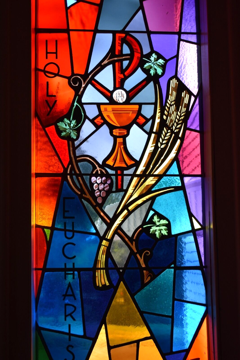 Older Vintage Stained Glass Church Window, 