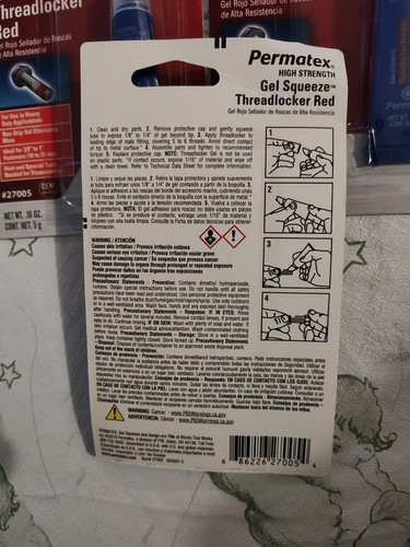 3 Permatex High Strength Gel Squeeze Threadlocker Red 27005 - Picture 3 of 3