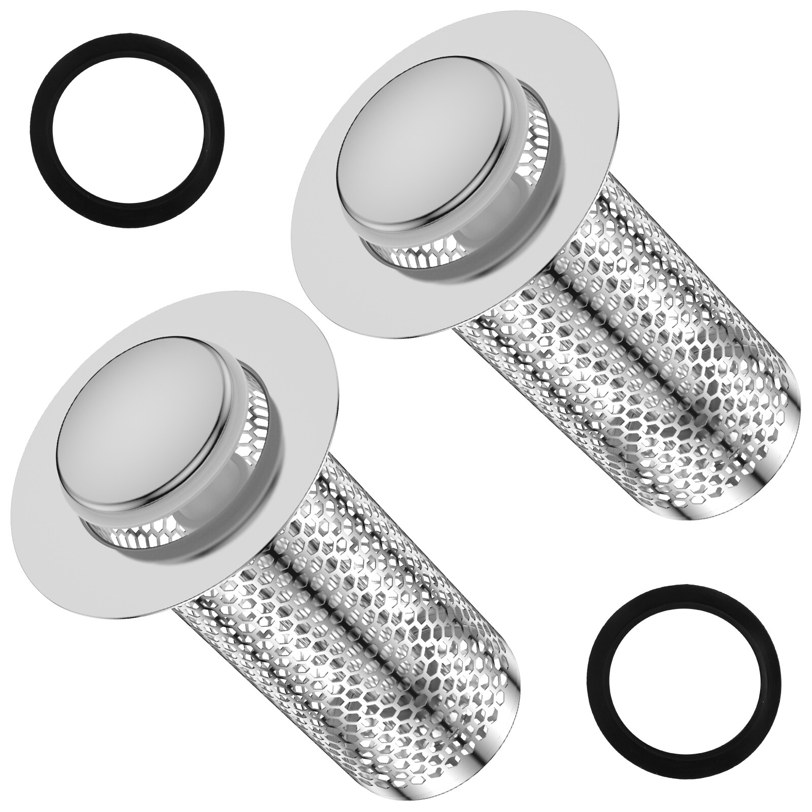 2 Pcs Bathroom Sink Stopper Hair Catcher Pop Up Sink Drain Strainer Universal☸