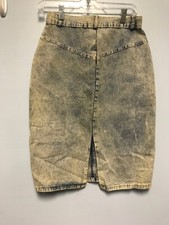 Vintage Jean Denim 80s Skirt Acid Stone Or Bleach Washed Pencil Skirt Size 11