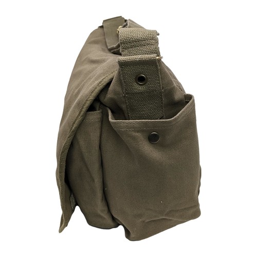 Olive Drab Cotton Canvas Military Messenger Bag Illuminati Eye - Picture 2 of 3