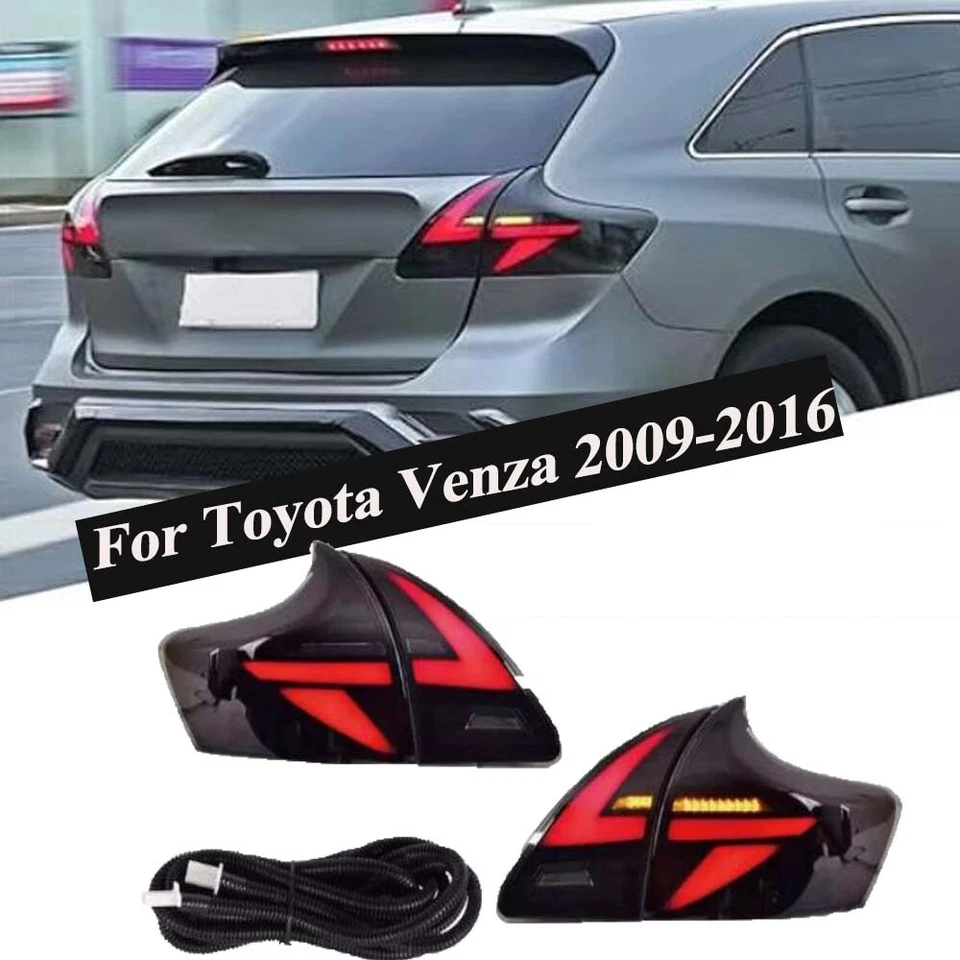 Black Set 2Pcs Fits Toyota Venza 2009-2016 Rear Tail Light LED Projector DRL - Image 2 of 4