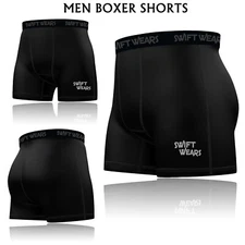 Swift Wear Mens Compression Boxer Shorts Sports Briefs Skin Tight Fit Gym Pants