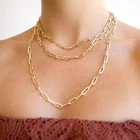 14k Gold Filled Paper Clip Chain Necklace Long Link Layered Stacking Necklaces