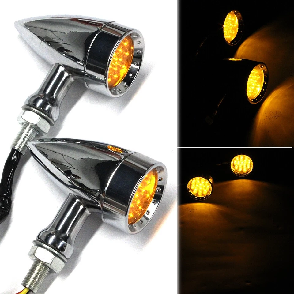 Motorcycle Chrome LED Bullet Turn Signal Tail Brake Lights For Harley Davidson Foto 3 de 4