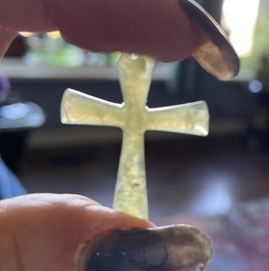 Vintage Light Green Jade Cross Pendant ONLY  1-1/4” Believe Older Nice Jade