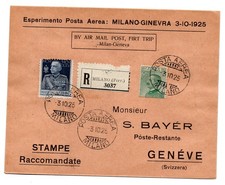 1925 Milan/Genève du 3.10.25 - Aérogramme racc. premier vol