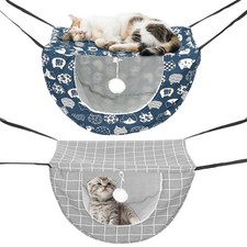 2 PCS Cat Hammock for Cage Double Layer Hanging Soft Linen Window Bed Small