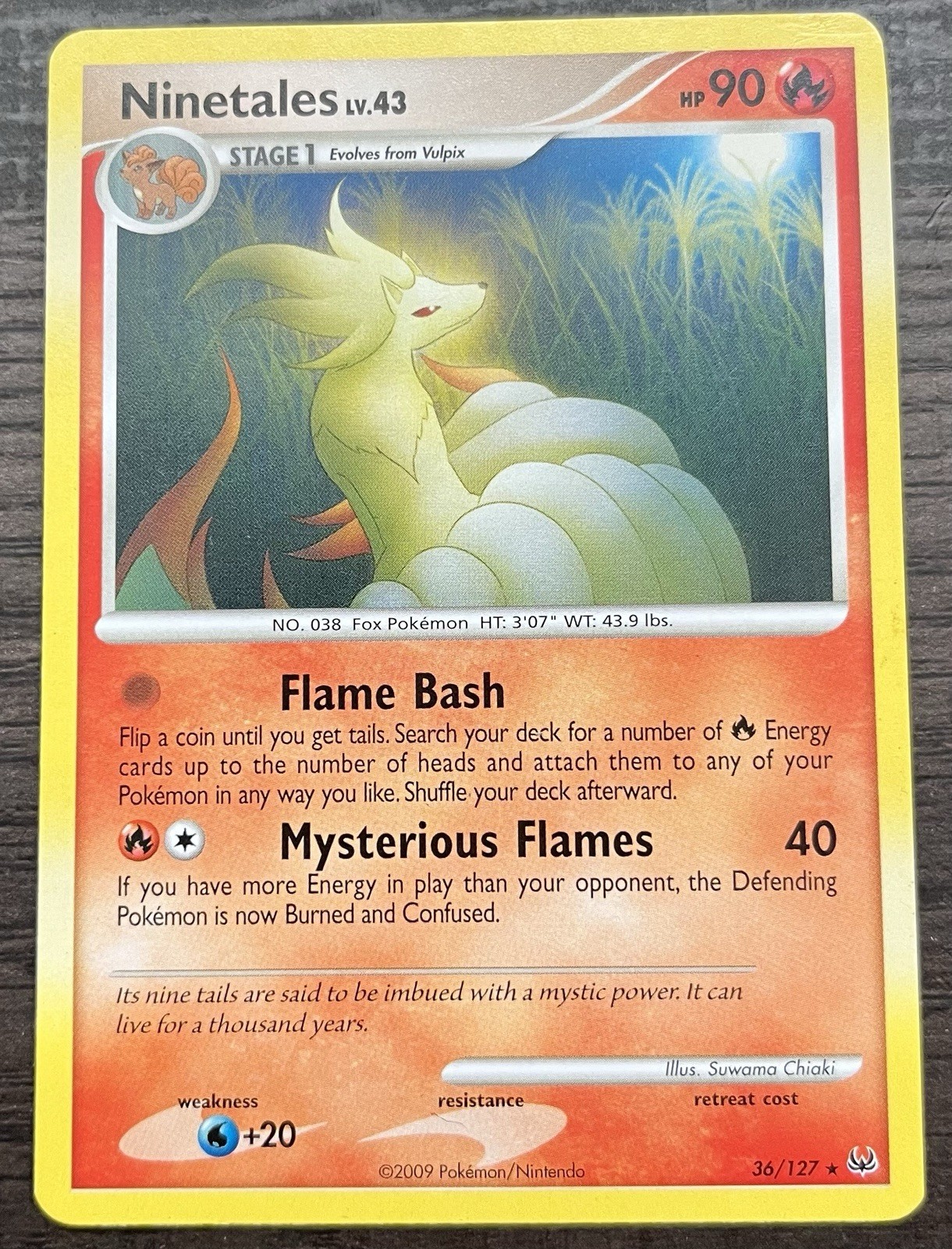 Ninetales 36/127 Pokemon TCG Base Set Platinum Non Holo Rare Lightly Played LP