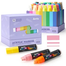 30 Color Acrylic Jumbo Markers 15mm Jumbo Felt Tip, Acrylic Paint Pens for Ro...