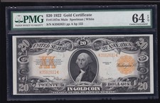 US 1922 $20 Gold Certificate MULE FR 1187m PMG 64 EPQ V Ch CU (621)