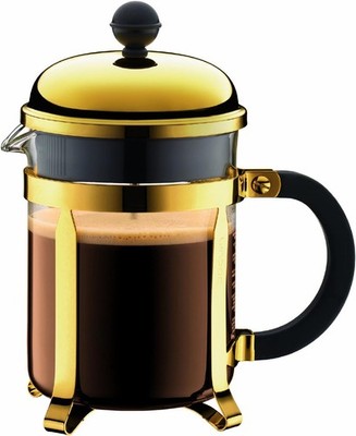 Bodum Chambord Kaffeebereiter French Press Chrom Gold 4 Tassen Metallrahmen 0.5l