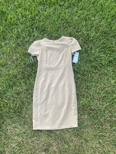 NWT Calvin Klein Faux-Suede Tulip Sheath Dress with short tulip-petal sleeves