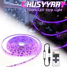 1Pack 16.4FT 300LEDs LED UV Black Strip Purple Light 12V Ultraviolet Flexible 5M