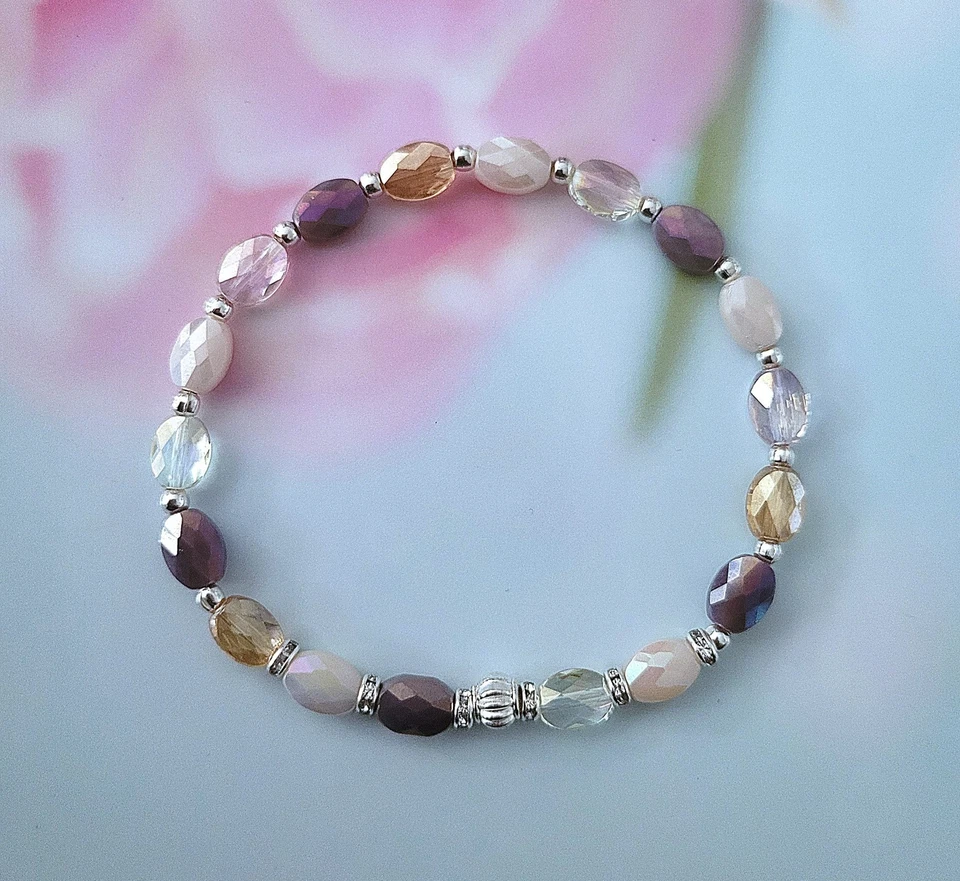 SYLVIE'S Kristall Armband mehrfarbig  silber handmade 19 cm Neu/1254