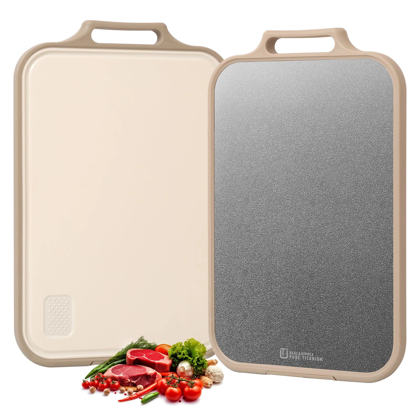 Titanium Cutting Boards for Kitchen, 2-in-1 Double-Sided Chopping Board, Food...
