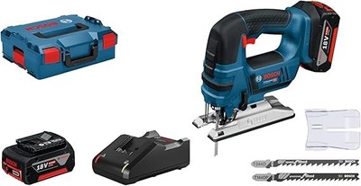 Bosch GST 18V-LI S Reciprocating Saw with 2 4Ah Batteries, 3 Blades and Charger 