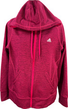 Adidas Women  s Pink Heathered Fleece Lined Full Zip Hooded Sweatshirt - M