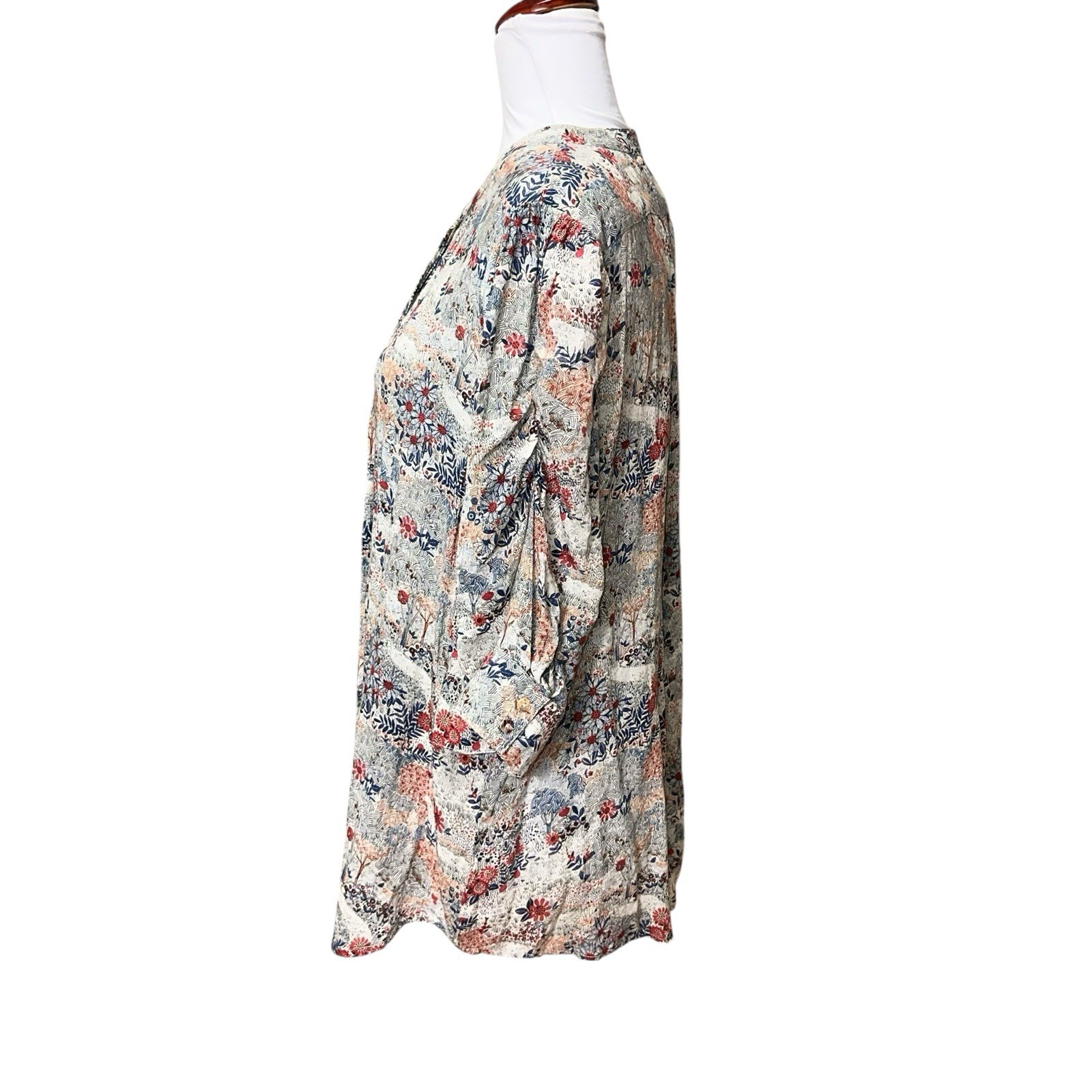 Johnny Was Jade Rayon Button Down Top Ruched Slee… - image 3