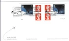 GB 2002 AIRLINERS BOOKLET PANE PM5 ON FIRST DAY COVER