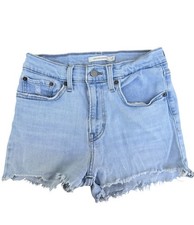 Levis High Rise Shorts Womens 27 Light Wash Denim Cut Off Raw Hem Stretch