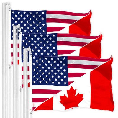 G128 3 Pack Canada USA Friendship Flag 3x5 Ft Printed 150D Polyester