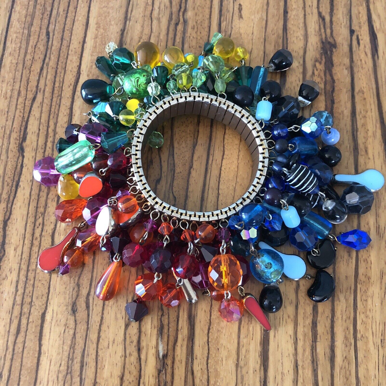 Vintage Eric Beamon 1980s Heavy Multiple Beaded Bangle Bracelet