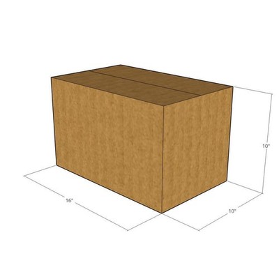 10 16x10x10 Kraft Brown Corrugated Shipping Boxes 32 ECT Single-Wall New
