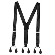 Silk Suspenders for Men Tuxedo Formal Y Back Suspenders 46inch Black Classic