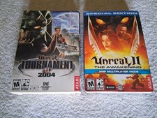 Lot Of 2 Unreal Tournament 2004  & Unreal II The Awakening PC Big Box Game 
