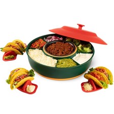 Taco Tuesday Kit - Taco Bar Serving Set for a Party - 30oz Heated Pot, 4 Taco Ho