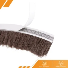 Brush Weather Stripping Adhesive Felt Door Seal Strip Sweep 197"x0.9" Brown
