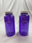 Lot Of  2 Nalgene  Wide Mouth 32 oz. Water Bottle Purple Smile Direct Club