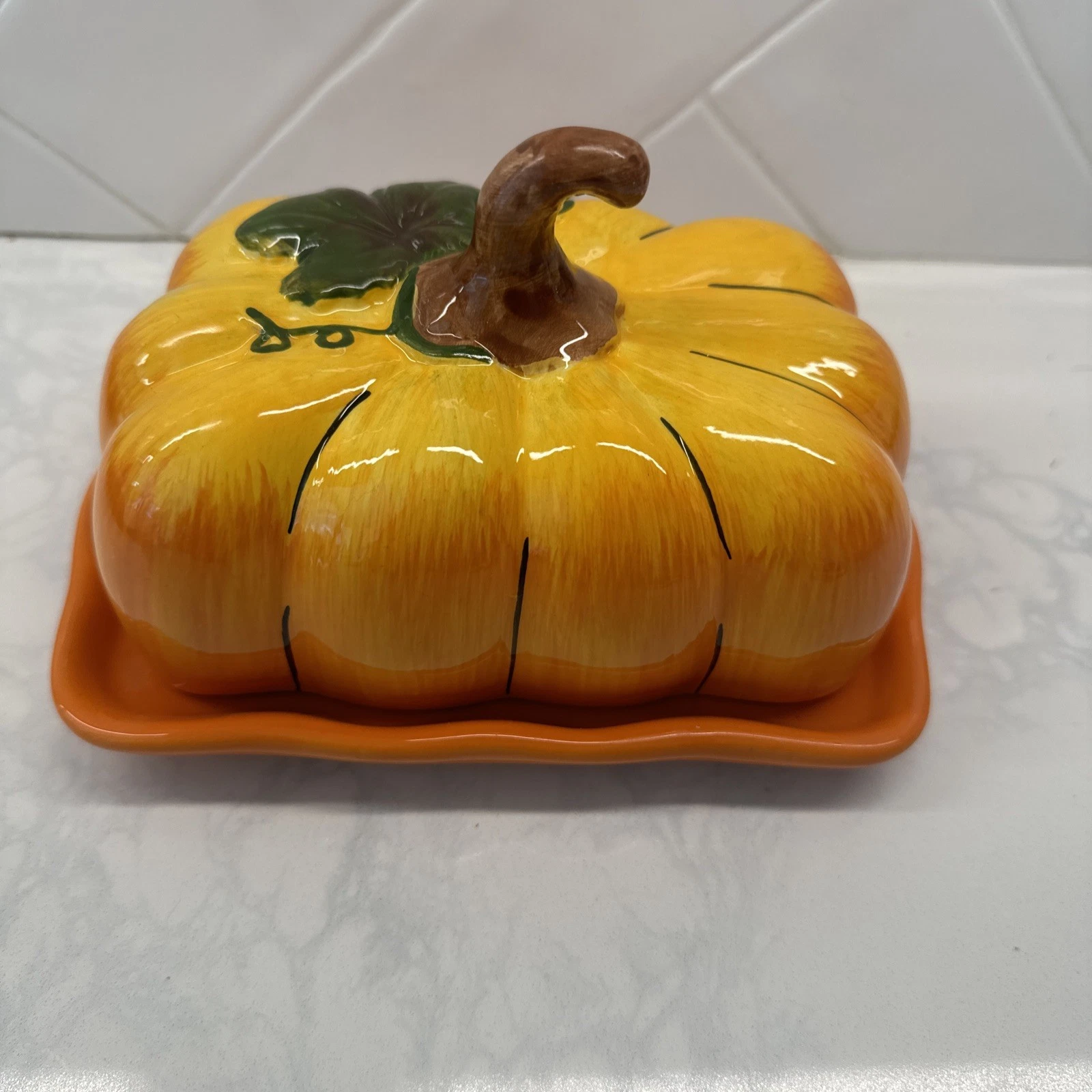 Blue Sky Clayworks Pumpkin Butter Dish Fall Gatherings Thanksgiving