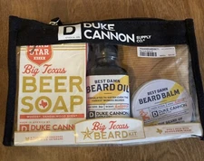 Duke Cannon Big Texas Beard Kit Scent Oil & Balm,Sandalwood Soap HOLIDAY PACK