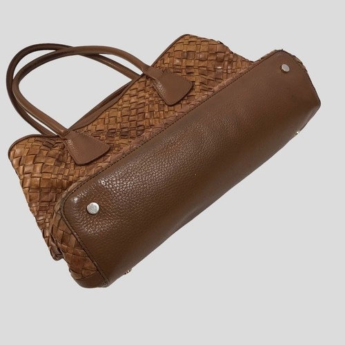 Garnet Hill large, brown Woven made in Italy leather handbag - Picture 5 of 12