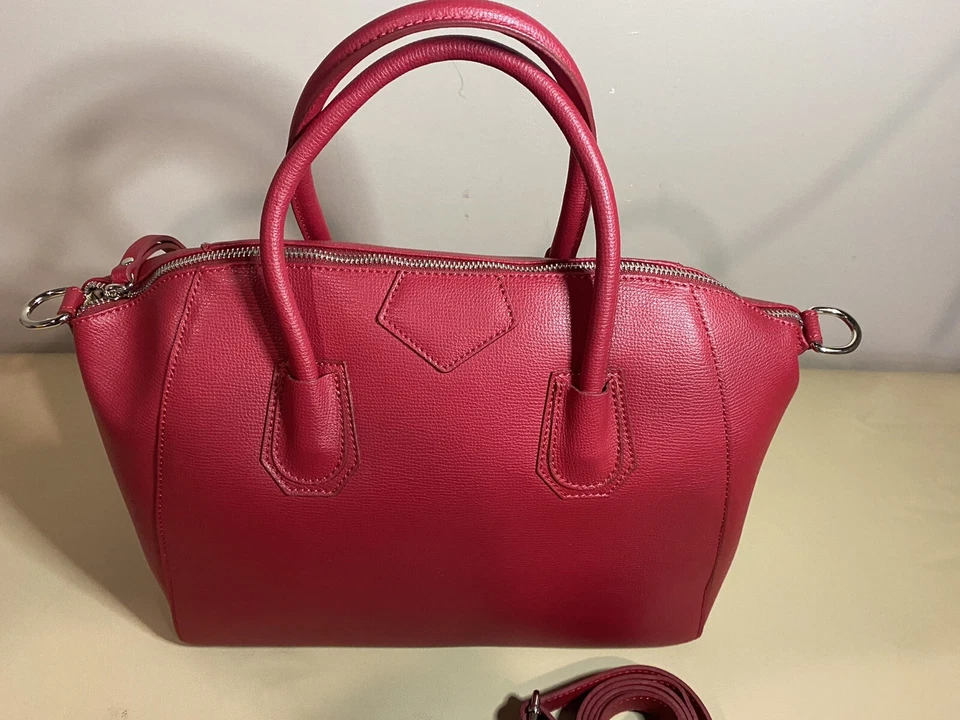 Nueva Cartera de Cuero Laura Di Maggio Roja Hecha a Mano 13L/11W/7D Hecha en Italia Foto 2 de 4