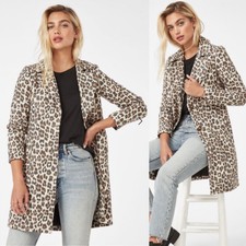 Justfab Leopard Single Breasted Coat Size Xs