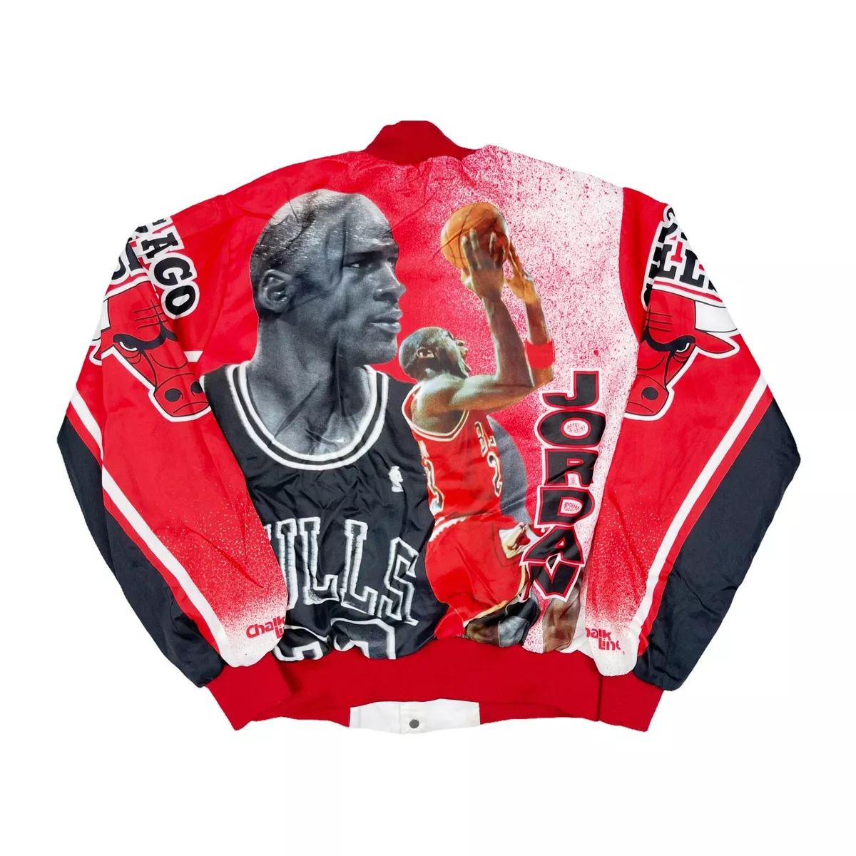 VTG RARE CHICAGO BULLS MICHAEL JORDAN CHALK LINE FANIMATION JACKET MENS MEDIUM