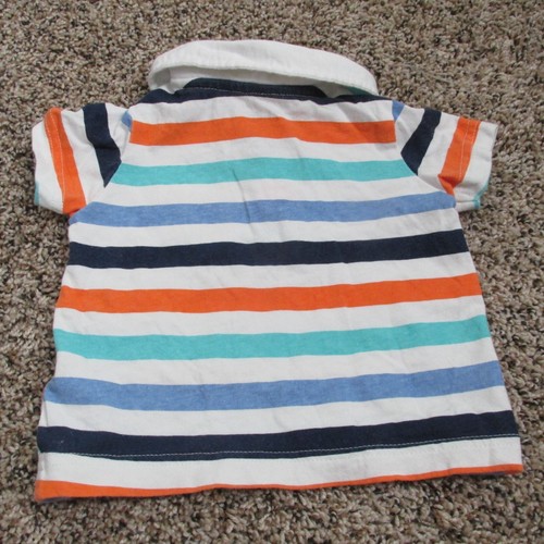 Child of Mine Polo Shirt Infant Boys 3-6M White Striped Short Sleeve Collared - Picture 4 of 4
