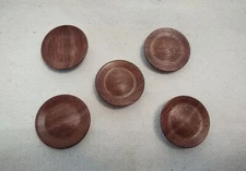 Vintage Hand Crafted Black Walnut Wood Buttons, 1.25 Inches, Set of Five