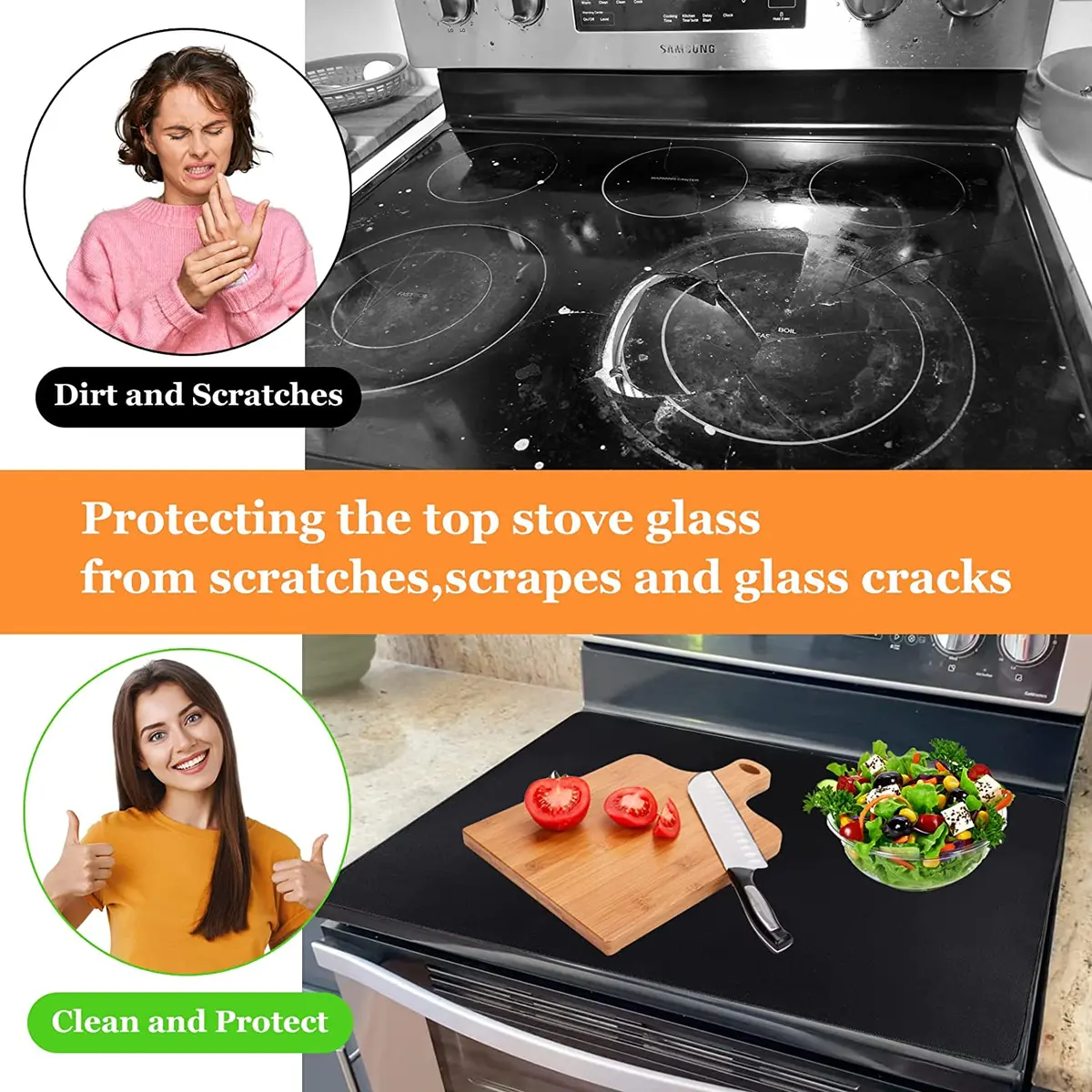 Stove Covers for Electric Stove Top, (24X21 In) Glass Stovetop Cover  -Ceramic Gl